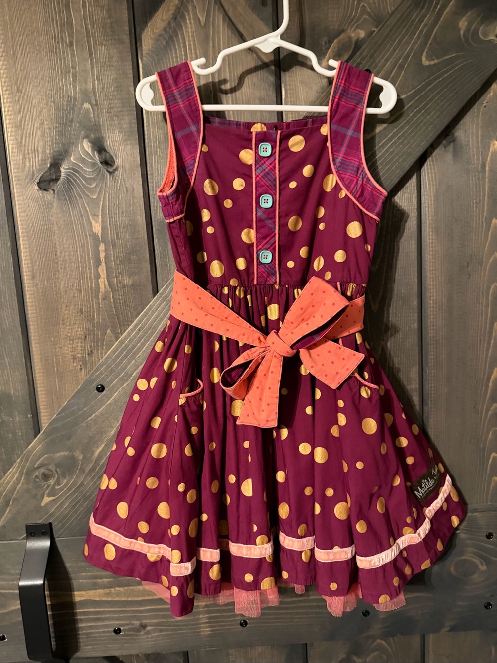 Matilda Jane Friends forever Nicolette burgundy dress with polka dots